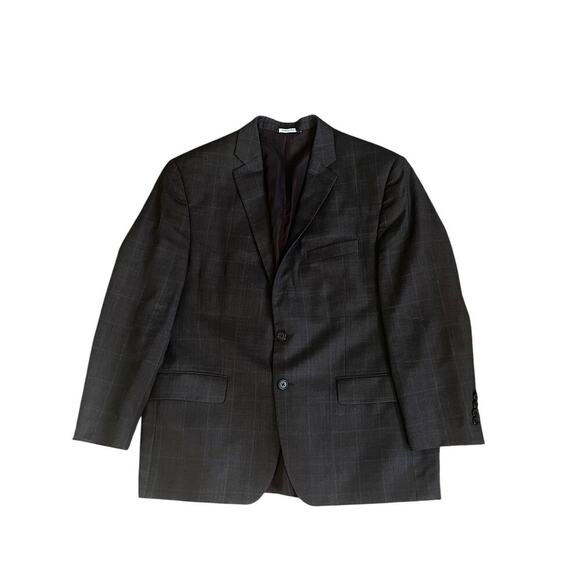 Ralph Lauren Dark Grey Windowpane Blazer 44S Made In‎ Canada - Picture 1 of 4